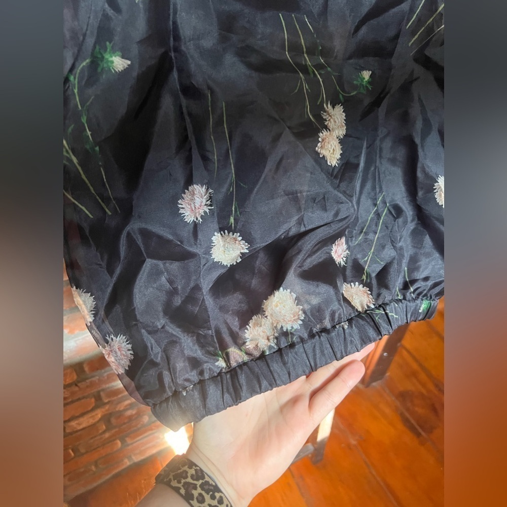Madewell Sanna floral silk organza wrap top black sheer EUC women’s size S small - Picture 6 of 8